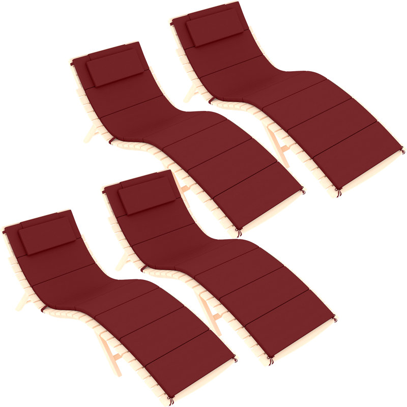 Chaise Lounge Cushion Outdoor(Set Of 4), Red, 44" W x 21" D