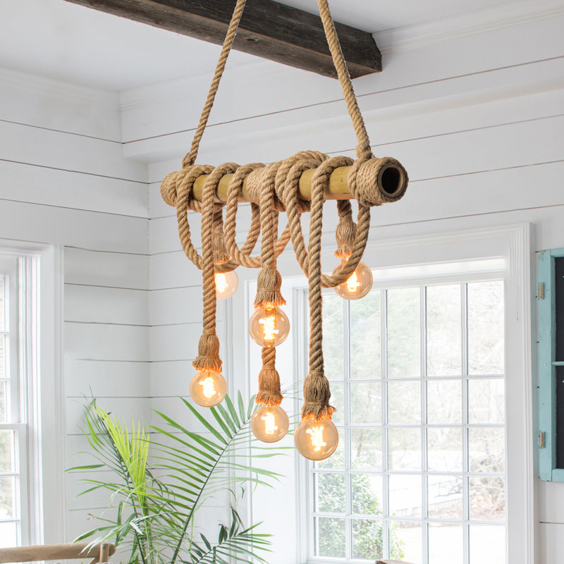 Abishanth 6 - Light Rattan Chandelier