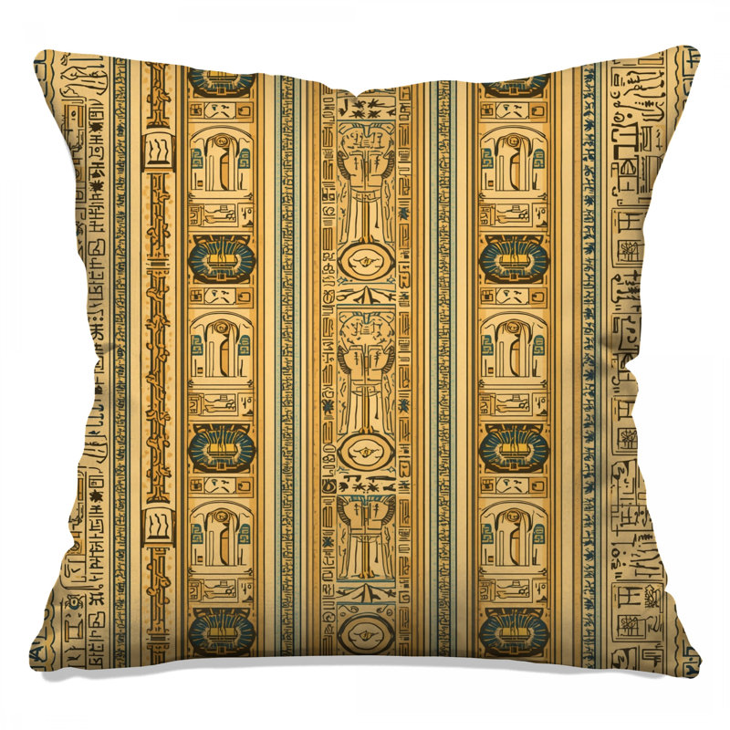 Coussins égyptiens à motif égyptien, 16 x 16 pouces