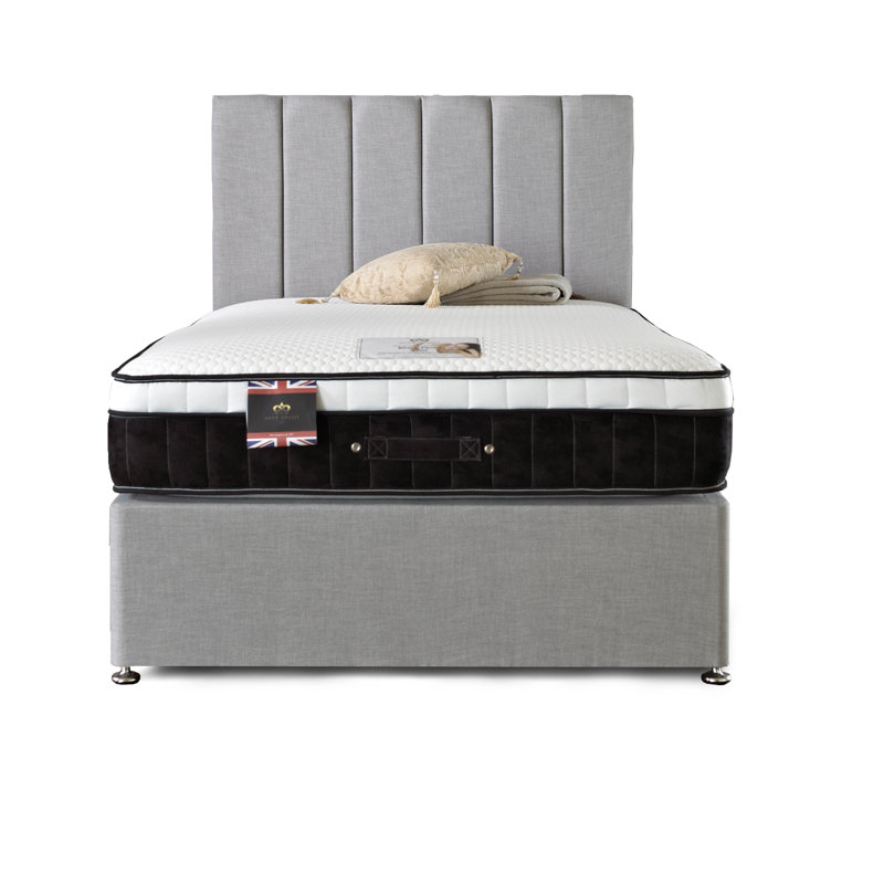 Aspelare Pocketsprung Divan Bed Set, Silver Linen, No Storage, Single (3')