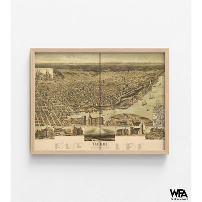 Tacoma-Washington 1890, Tacoma Wa Poster, WA State Poster Print, USA Washington Office Wall Decor, Rustic Historic US Poster Print