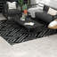 Tapis extérieur réversible 8 pi x 10 pi - Tapis de paille en plastique imperméable, géométrique noir et gris avec sac de transport