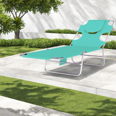 Méridiennes de patio réglables, structure en acier avec rangement, chaise de plage portable