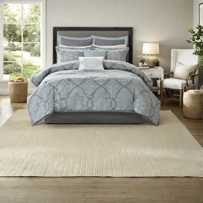 Luxury 12 Piece Bedding Sets, Cotton Comfort Cal King, Traditional Style