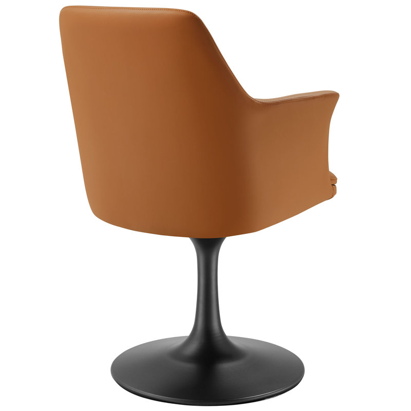 Lippa Vegan Leather Swivel Dining Armchair, Tan, Black