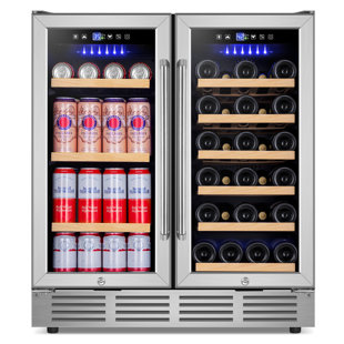 Réfrigérateur à vin et à boissons à deux zones de 30 pouces avec éclairage à DEL, tablettes réglables et serrures de porte de sécurité - peut contenir 29 bouteilles et 110 canettes, autoportantes ou encastrées