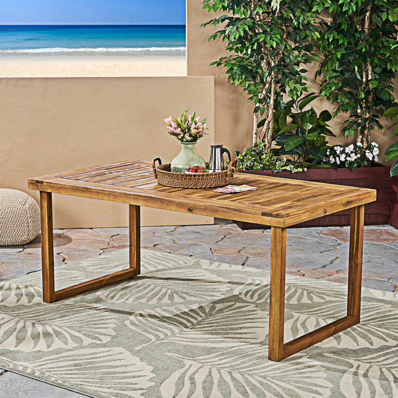 Table de salle à manger d'extérieur en bois, Naturel
