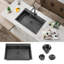 Attop Handmade Nano Black Stainless Steel Scratch-resistant 33 Inch Single Bowl Drop-in Kitchen Sink With Strainer