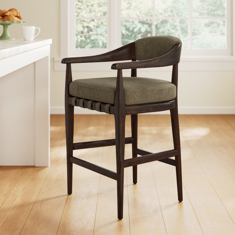 Clendon Upholstered Stool, Broadway Olive Linen