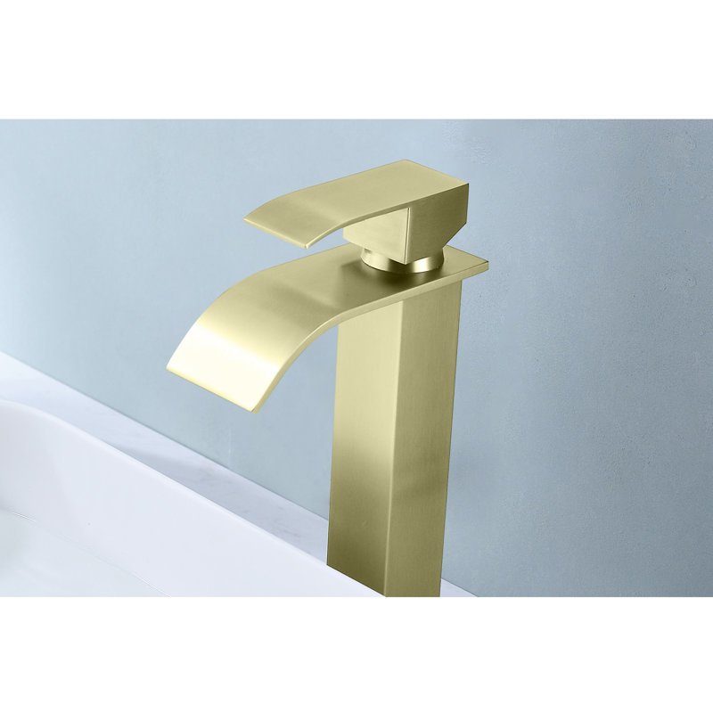 Waterfall Spout Single Handle Bathroom Sink Faucet, Gold