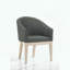 Ensemble de 2 chaises d'appoint tonneau en tissu gris - Pieds en bois naturel