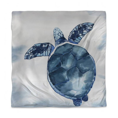 Watercolor Blue Turtle Duvet Cover | Exotic Aquatic Decor