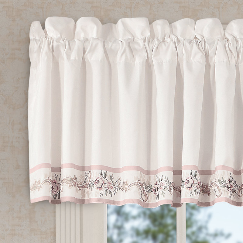 Blush and Violet Floral Patterned Microfiber Window Valance
