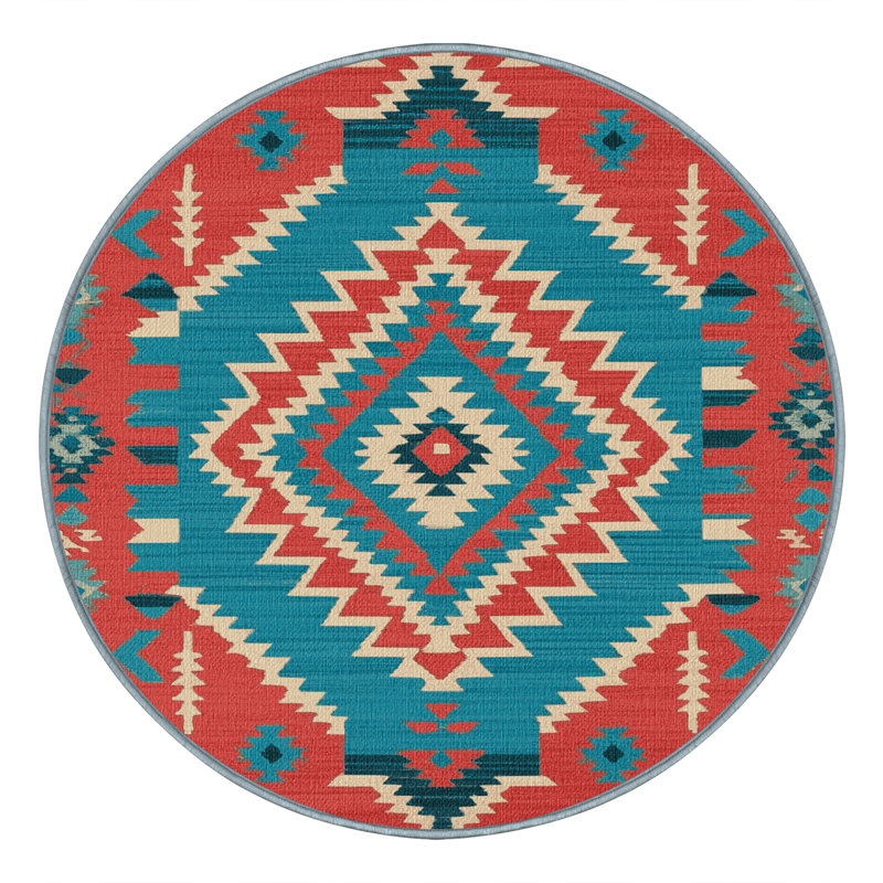  Tapis lavable Zuni Diamonds Southwestern, Rond 5 pi