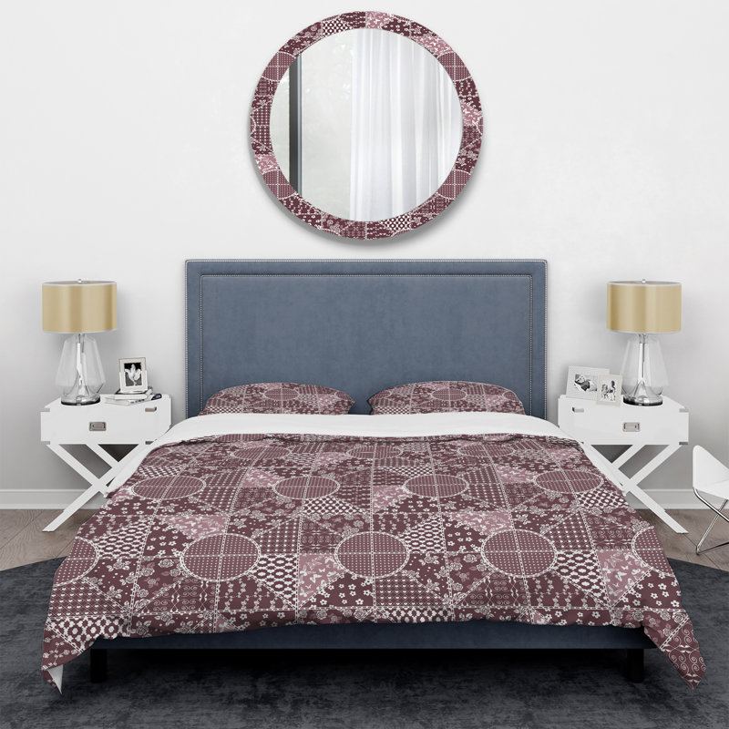 Brown Creative Patchwork Polyester Abstract Duvet Cover, Twin Duvet Cover + 1 Standard Sham