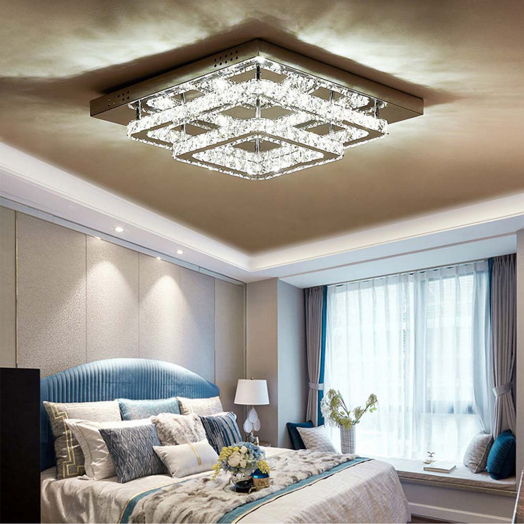 Zaina Square Large-size Glamourous Crystal LED Flush Mount