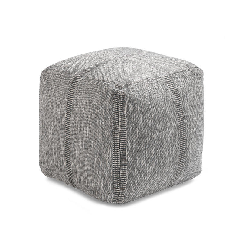Krikor 20" Mist Gray Upholstered Pouf Ottoman, Gray