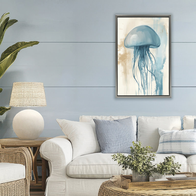 Cadre flottant Ocean Dreams Jellyfish, design par Irena Orlov, Cadre flottant gris lustré, H 31 po x l 21 po
