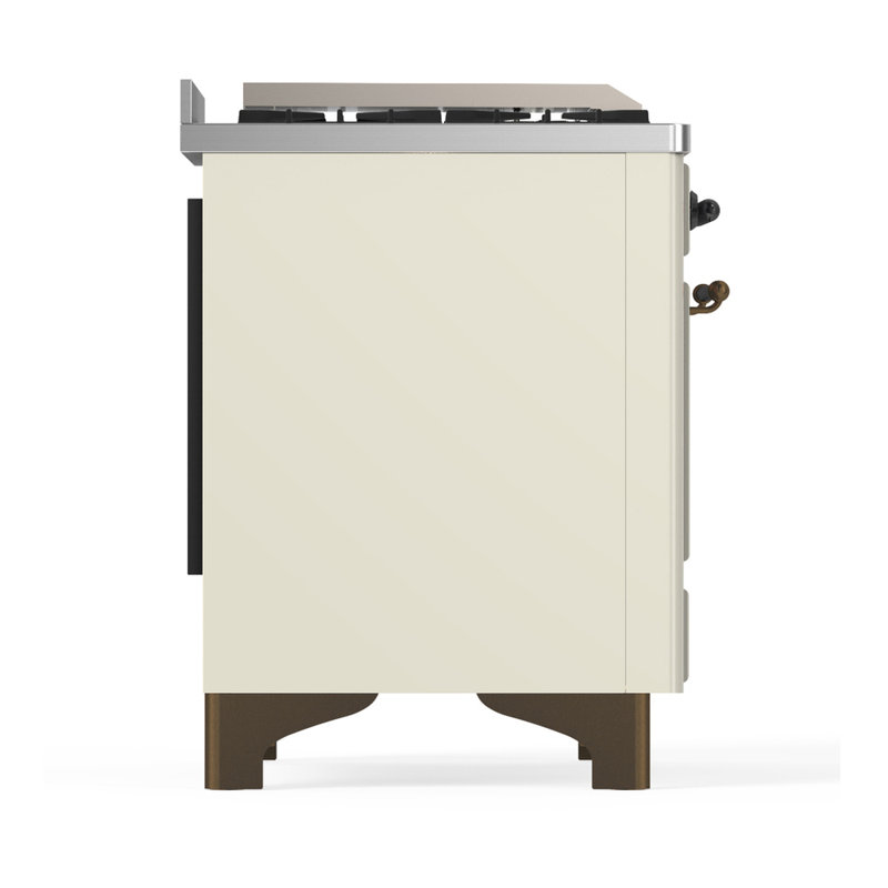 Majestic III Series 36 Inch Dual Fuel Range with 6 Sealed Burners, Griddle, in Glossy Black (Natural Gas, Brass Trim)