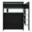 Lit superposé double pleine grandeur avec bureau à hauteur réglable, garde-robe et lumière RVB, lit superposé en bois pour l'installation de jeu-304958962