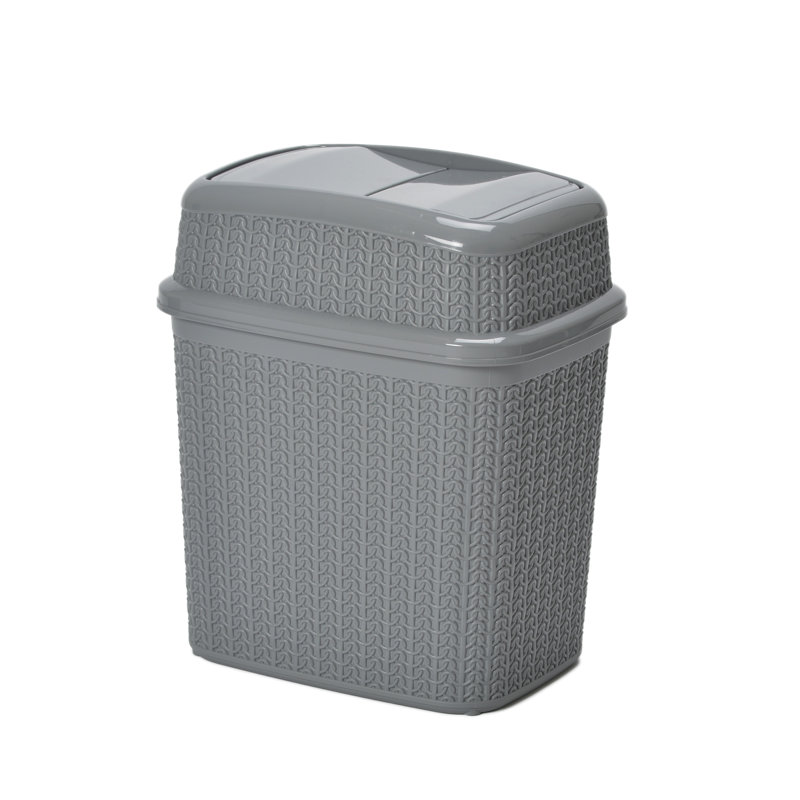 JVL Plastic Decorative Bin, Grey
