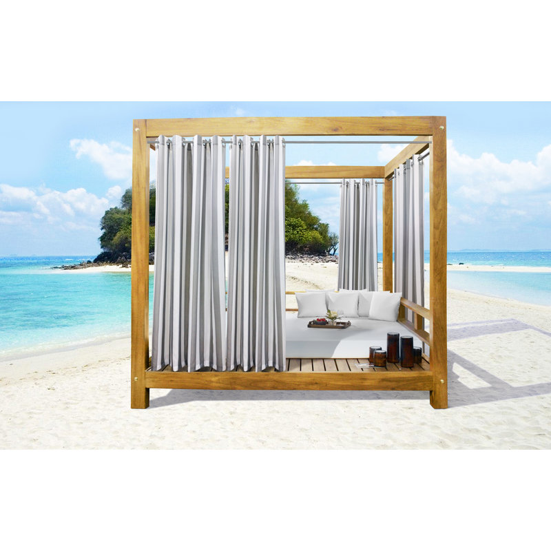 Bellver Seascapes Striped Semi-Sheer Outdoor Grommet Curtain Panels, Alloy Gray, 50" W x 108" L