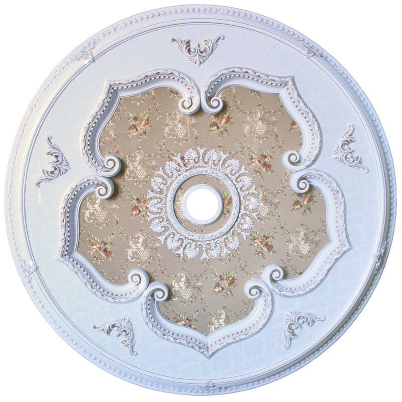 Médaillon rond de plafond doré, Blanc
