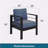 2-Pack 28" All-Weather Aluminum Patio Armchairs With Thick Blue Cushions & Black Frame-2146860919