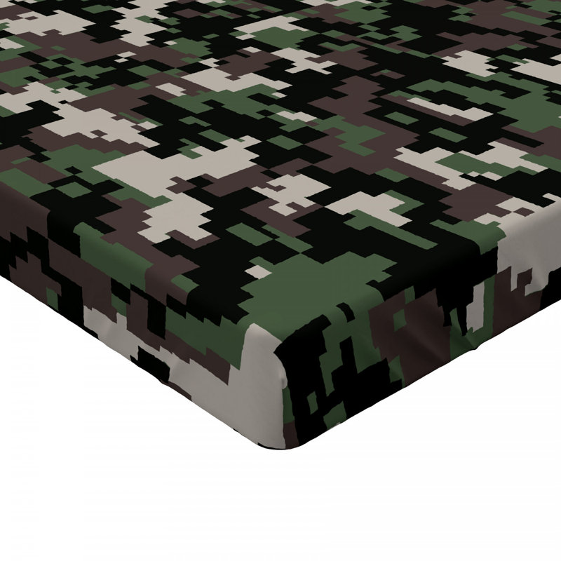 Microfiber Camouflage Fitted Sheet, Queen Fitted Sheet, Black/White Camouflage