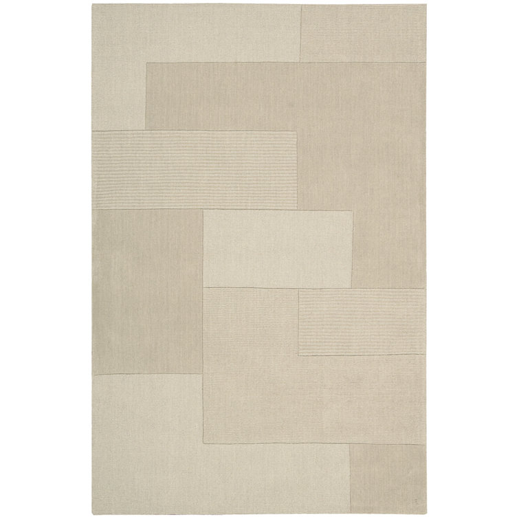 Tapis de zone beige en laine à tissage plat handwoven géométrique Bowery