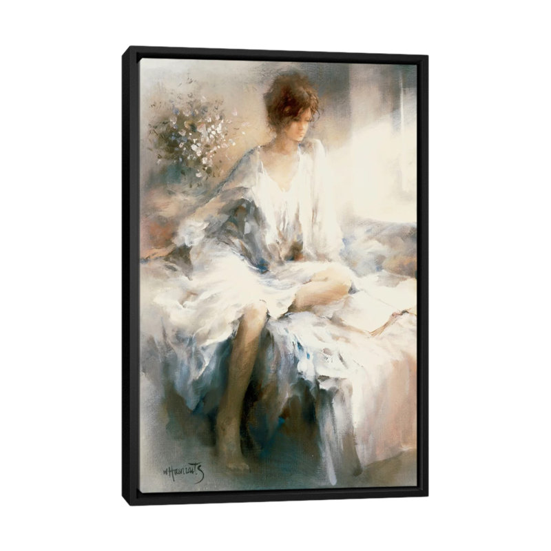 « méditation », reproduction sur toile, Toile avec cadre noir, Blanc, H 24 po x l 16 po x P 1 po