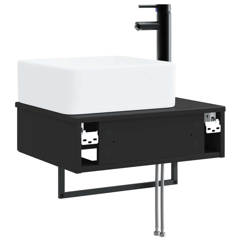 Single Bathroom Vanity with Ceramic Basin, Black