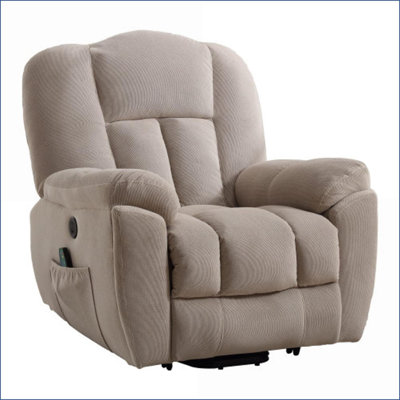 Fauteuils inclinables pour personnes âgées avec Power Lift, Heat & amp; Massage | Fauteuil électrique beige avec port USB, poches latérales | Bois et structure en métal