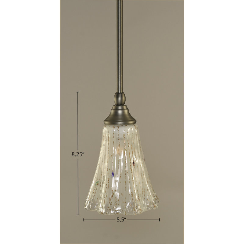 Stem Hung Mini Pendant Shown With 5.5" Fluted Glass, Frosted, Brushed Nickel