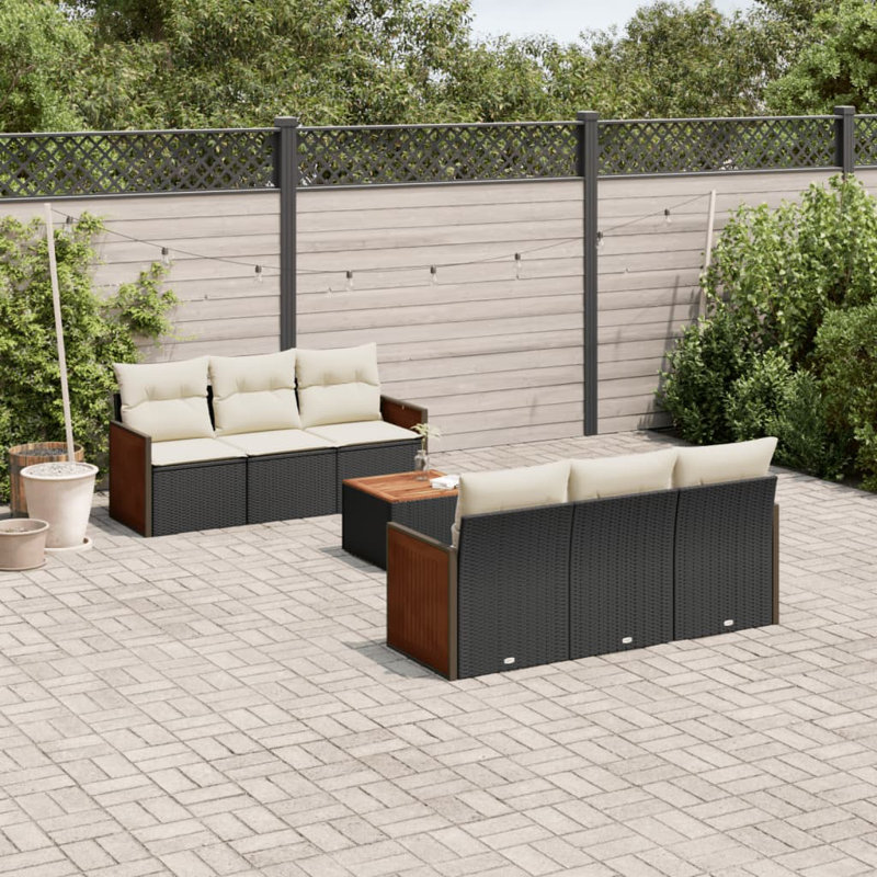 Ensemble de canapé de jardin Vidaxl, Coussin crème / cadre noir