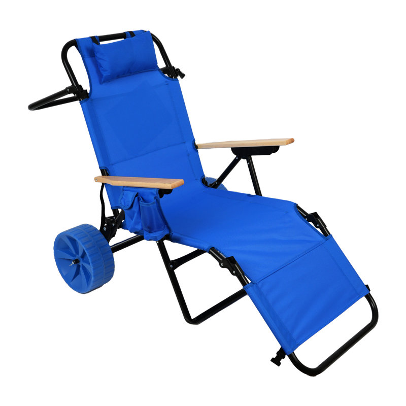Chaise pliante de chariot de plage - pour le confort extérieur avec le siège de chariot, Bleu clair