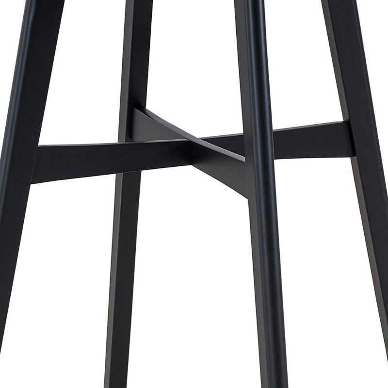 Solid Wood Counter/Bar Stool (Set of 2), Blue Seat/Black Base