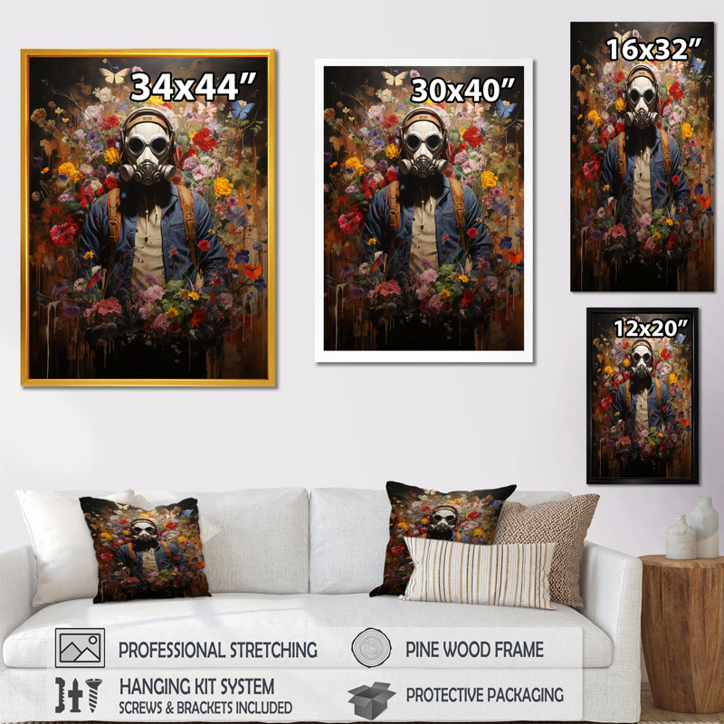 Urban Flora Street Art Botanicals - Art mural Pop Art, Toile tendue, 44" H x 34" W