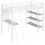 Lit mezzanine simple en métal blanc avec tablettes à 3 couches et bureau - Maximisez l'espace de votre chambre à coucher avec 3 couches de design moderne-1176552453-1176552455