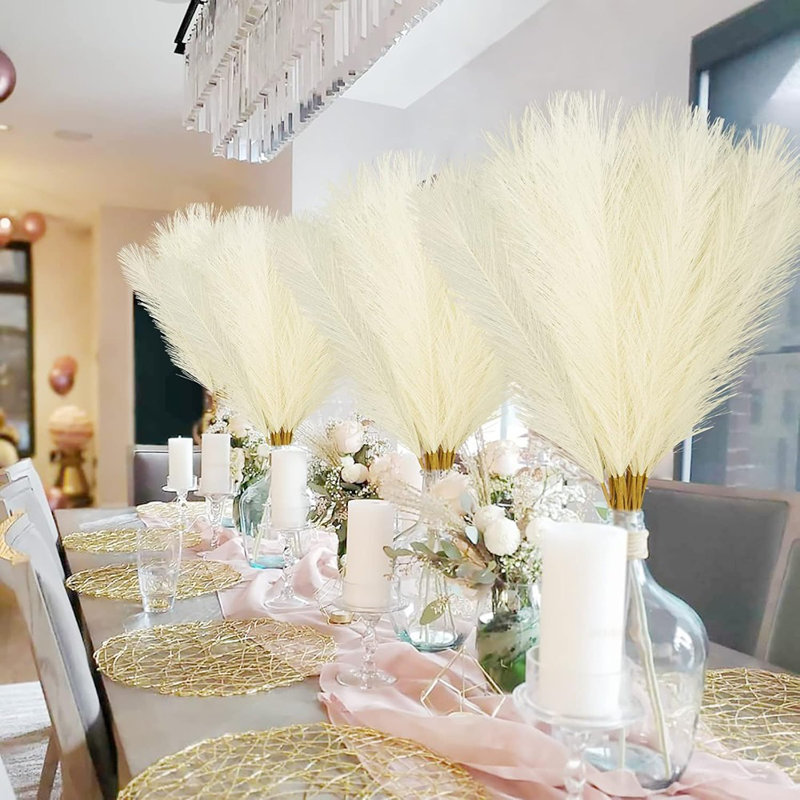 50 pièces fausse herbe de pampas, 21,6 po de gazon artificiel court