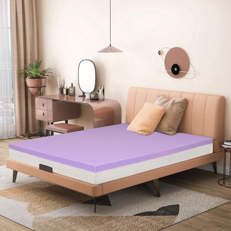 Merrillville Extra-long Twin 2'' Memory Foam Mattress Topper, Twin XL, Blue