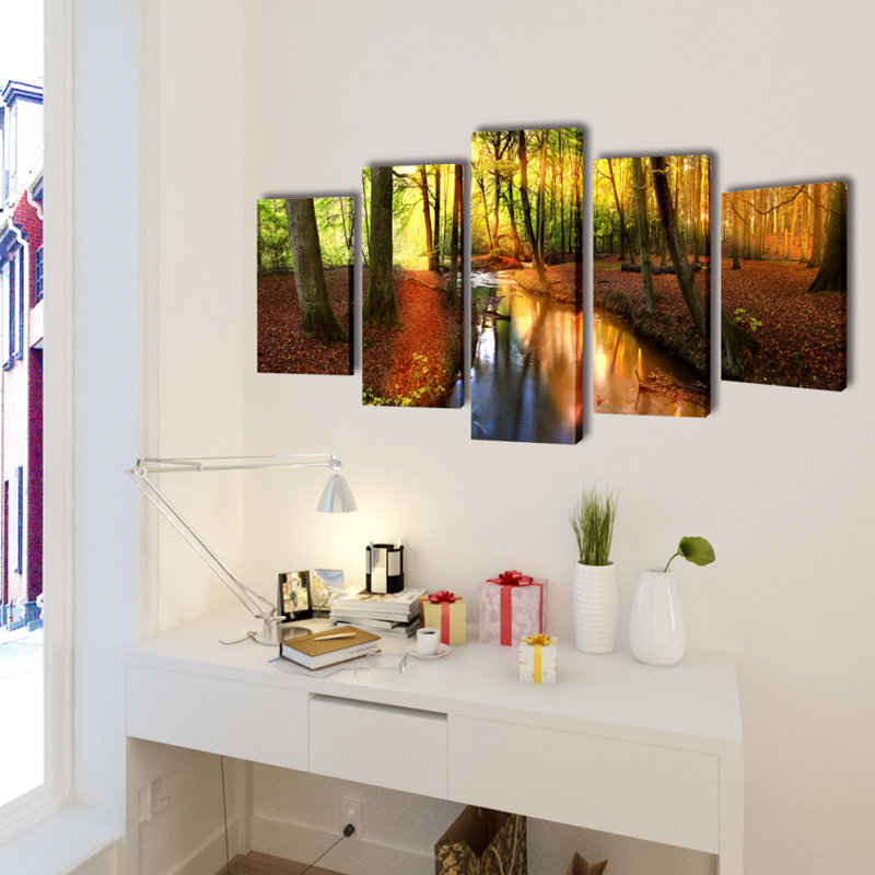Forest - 5 Piece No Frame Print on Canvas, 100cm H x 200cm W x 1.8cm D