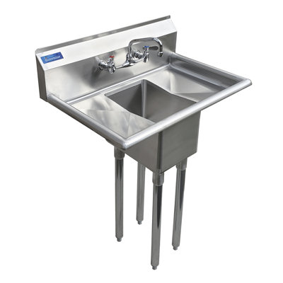 Stainless Steel Commercial Kitchen Prep & Utility Sink with Left and Right Drainboards. NSF -  Amgood, SINK 101410-10LR