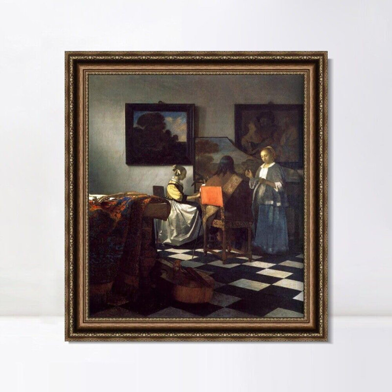 Art numérique, impression sur toile encadrée, "Le concert" par johannes vermeer, décorations pour bureau à domicile