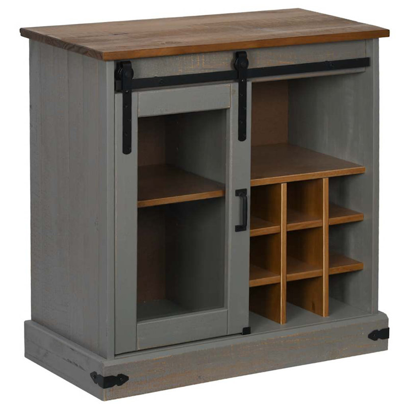 Sideboard HALDEN With Sliding Door 80X40x80 Cm Solid Wood, Grey
