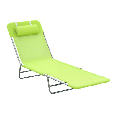Chaise longue pliante en acier pour piscine et patio - Vert