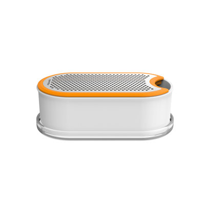 Fiskars Functional Form Handreibe mit Behälter, Käsereibe, Kunststoff / Edelstahl, 17 cm