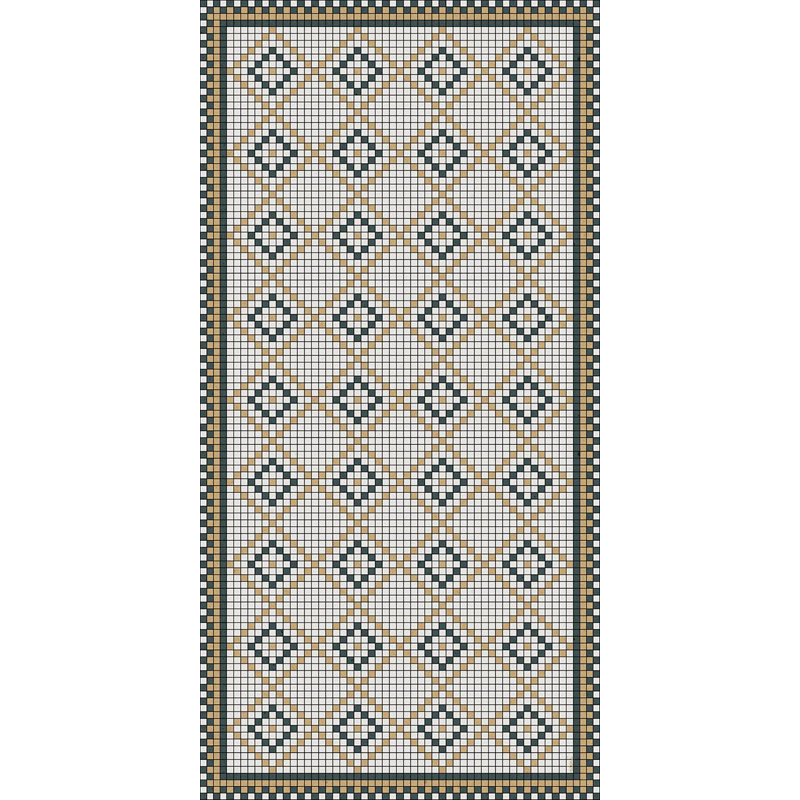 Roma Yellow Easy to Clean Vinyl Rug, Runner 3' x 9'