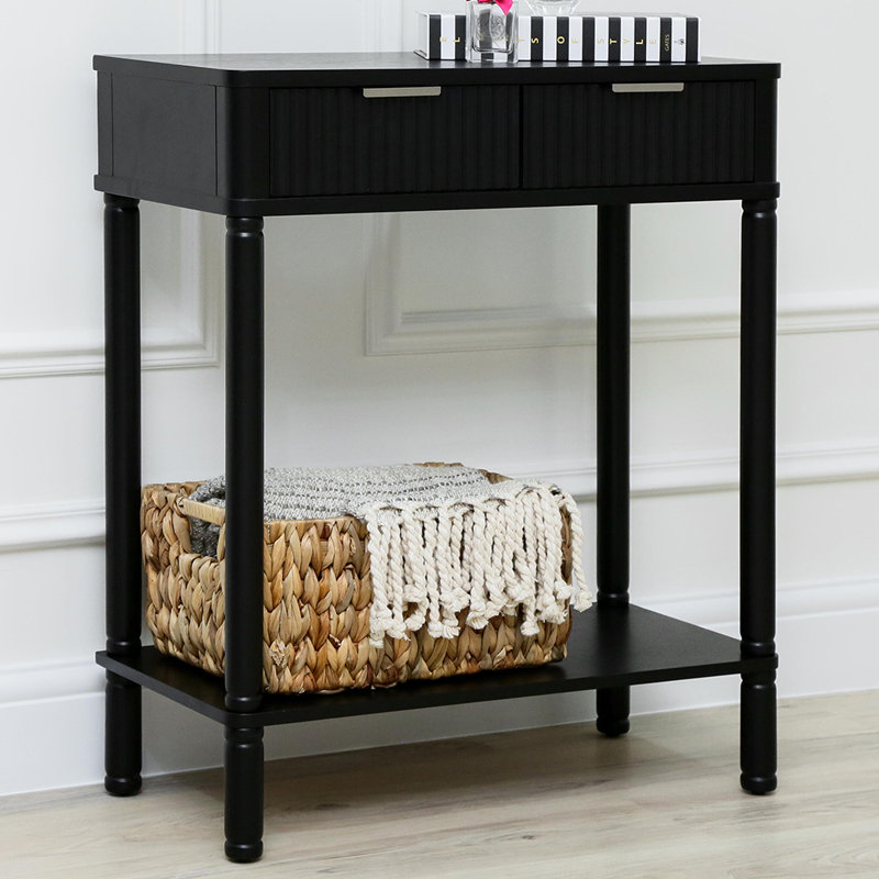 Annlynn Console Table For Living Room Furniture, 2 Drawers Wooden Slim Entry Hallway Table, 71 H x 60 W x 30 D cm, Black