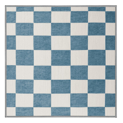 Tapis gris à carreaux lavable à la machine